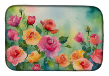 Load image into Gallery viewer, Roses in Watercolor Dish Drying Mat