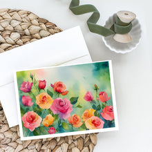 Load image into Gallery viewer, Roses in Watercolor Greeting Cards -  Blank Note Cards – 8-Pack of Artist-Designed Cards with Envelopes