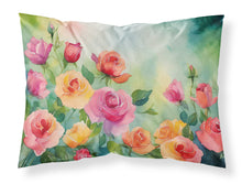 Load image into Gallery viewer, Roses in Watercolor Fabric Standard Pillowcase – Artistic Decorative Front, White Back