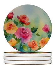 Load image into Gallery viewer, Roses in Watercolor Large Sandstone Coasters Pack of 4