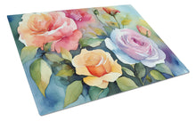 Load image into Gallery viewer, Roses in Watercolor Glass Cutting Boards – Durable, Decorative Kitchen Art Large