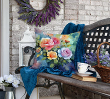 Load image into Gallery viewer, Roses in Watercolor Throw Pillow
