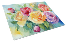 Load image into Gallery viewer, Roses in Watercolor Glass Cutting Boards – Durable, Decorative Kitchen Art Large