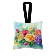 Load image into Gallery viewer, Roses in Watercolor Hanging Square Fabric Ornament 3.5 × 3.5