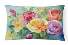 Load image into Gallery viewer, Roses in Watercolor Fabric Decorative Pillow