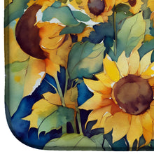 Load image into Gallery viewer, Sunflowers in Watercolor Dish Drying Mat