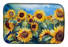 Load image into Gallery viewer, Sunflowers in Watercolor Dish Drying Mat