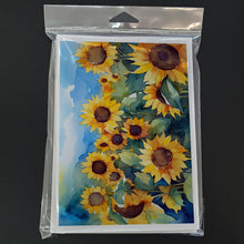 Load image into Gallery viewer, Sunflowers in Watercolor Greeting Cards -  Blank Note Cards – 8-Pack of Artist-Designed Cards with Envelopes
