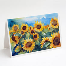 Load image into Gallery viewer, Sunflowers in Watercolor Greeting Cards -  Blank Note Cards – 8-Pack of Artist-Designed Cards with Envelopes
