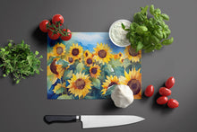 Load image into Gallery viewer, Sunflowers in Watercolor Glass Cutting Boards – Durable, Decorative Kitchen Art Large