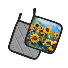 Load image into Gallery viewer, Sunflowers in Watercolor Pot Holders - Set of 2 Decorative Kitchen Helpers | Made in the USA