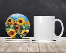 Load image into Gallery viewer, Sunflowers in Watercolor Large Sandstone Coasters Pack of 4