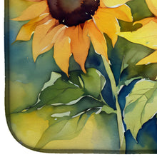 Load image into Gallery viewer, Sunflowers in Watercolor Dish Drying Mat