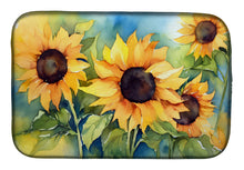 Load image into Gallery viewer, Sunflowers in Watercolor Dish Drying Mat