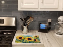 Load image into Gallery viewer, Sunflowers in Watercolor Glass Cutting Boards – Durable, Decorative Kitchen Art Large