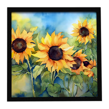 Load image into Gallery viewer, Sunflowers in Watercolor Framed Metal Print