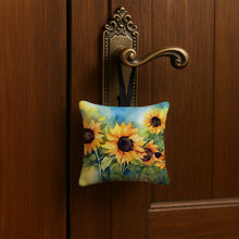 Load image into Gallery viewer, Sunflowers in Watercolor Hanging Square Fabric Ornament 3.5 × 3.5