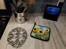 Load image into Gallery viewer, Sunflowers in Watercolor Pot Holders - Set of 2 Decorative Kitchen Helpers | Made in the USA