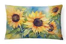 Load image into Gallery viewer, Sunflowers in Watercolor Fabric Decorative Pillow