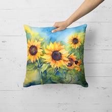 Load image into Gallery viewer, Sunflowers in Watercolor Throw Pillow