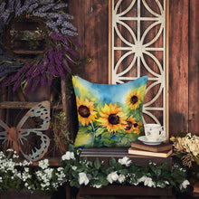 Load image into Gallery viewer, Sunflowers in Watercolor Throw Pillow