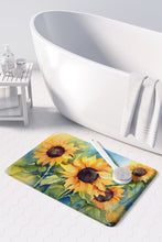 Load image into Gallery viewer, Sunflowers in Watercolor Memory Foam Kitchen Mat