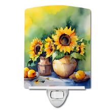 Load image into Gallery viewer, Sunflowers in Watercolor Ceramic Night Light