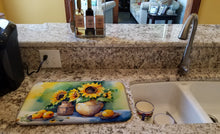 Load image into Gallery viewer, Sunflowers in Watercolor Dish Drying Mat