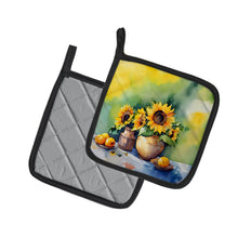 Load image into Gallery viewer, Sunflowers in Watercolor Pot Holders - Set of 2 Decorative Kitchen Helpers | Made in the USA