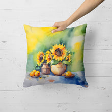 Load image into Gallery viewer, Sunflowers in Watercolor Throw Pillow