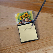 Load image into Gallery viewer, Sunflowers in Watercolor Sticky Note Holder- Refiilable Desk Accessory Note Pad