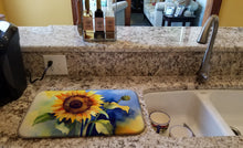 Load image into Gallery viewer, Sunflowers in Watercolor Dish Drying Mat