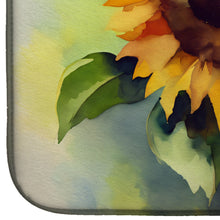 Load image into Gallery viewer, Sunflowers in Watercolor Dish Drying Mat