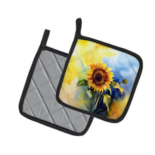Load image into Gallery viewer, Sunflowers in Watercolor Pot Holders - Set of 2 Decorative Kitchen Helpers | Made in the USA
