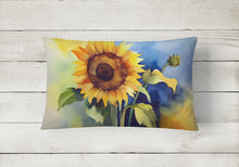 Load image into Gallery viewer, Sunflowers in Watercolor Fabric Decorative Pillow