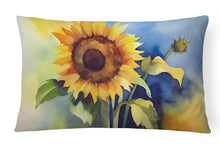 Load image into Gallery viewer, Sunflowers in Watercolor Fabric Decorative Pillow