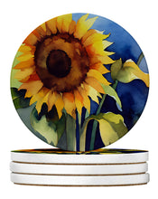 Load image into Gallery viewer, Sunflowers in Watercolor Large Sandstone Coasters Pack of 4