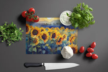 Load image into Gallery viewer, Sunflowers in Watercolor Glass Cutting Boards – Durable, Decorative Kitchen Art Large