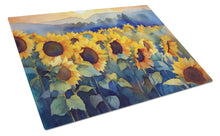 Load image into Gallery viewer, Sunflowers in Watercolor Glass Cutting Boards – Durable, Decorative Kitchen Art Large