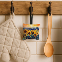 Load image into Gallery viewer, Sunflowers in Watercolor Hanging Square Fabric Ornament 3.5 × 3.5
