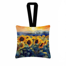 Load image into Gallery viewer, Sunflowers in Watercolor Hanging Square Fabric Ornament 3.5 × 3.5