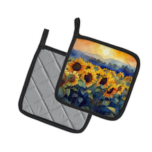 Load image into Gallery viewer, Sunflowers in Watercolor Pot Holders - Set of 2 Decorative Kitchen Helpers | Made in the USA