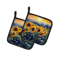 Load image into Gallery viewer, Sunflowers in Watercolor Pot Holders - Set of 2 Decorative Kitchen Helpers | Made in the USA