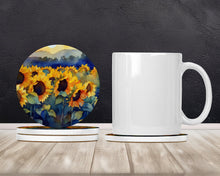Load image into Gallery viewer, Sunflowers in Watercolor Large Sandstone Coasters Pack of 4