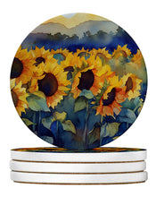 Load image into Gallery viewer, Sunflowers in Watercolor Large Sandstone Coasters Pack of 4