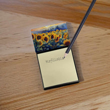 Load image into Gallery viewer, Sunflowers in Watercolor Sticky Note Holder- Refiilable Desk Accessory Note Pad
