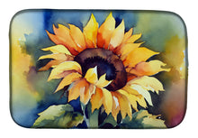 Load image into Gallery viewer, Sunflowers in Watercolor Dish Drying Mat