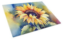 Load image into Gallery viewer, Sunflowers in Watercolor Glass Cutting Boards – Durable, Decorative Kitchen Art Large