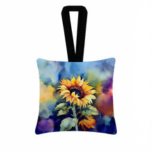 Load image into Gallery viewer, Sunflowers in Watercolor Hanging Square Fabric Ornament 3.5 × 3.5