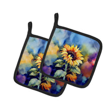 Load image into Gallery viewer, Sunflowers in Watercolor Pot Holders - Set of 2 Decorative Kitchen Helpers | Made in the USA